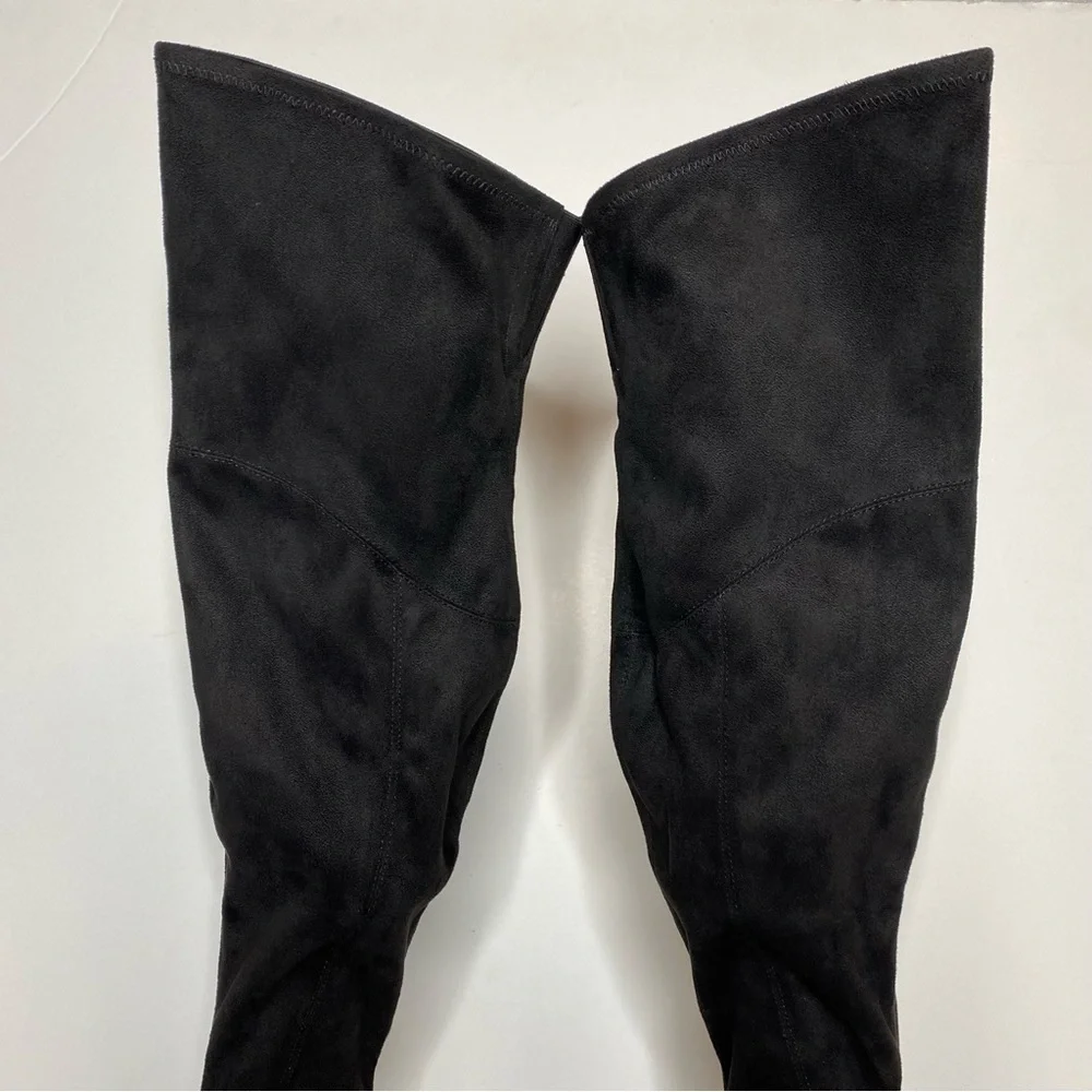 New! Marc Fisher Cathi Black Faux Suede Over The Knee Black Boot 6M